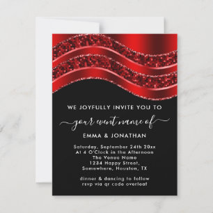 Floral QR Code Glitzer Burgundy Red Schwarz-weiß