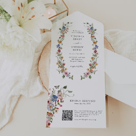 Floral QR Code Mariage tout en un Invitation