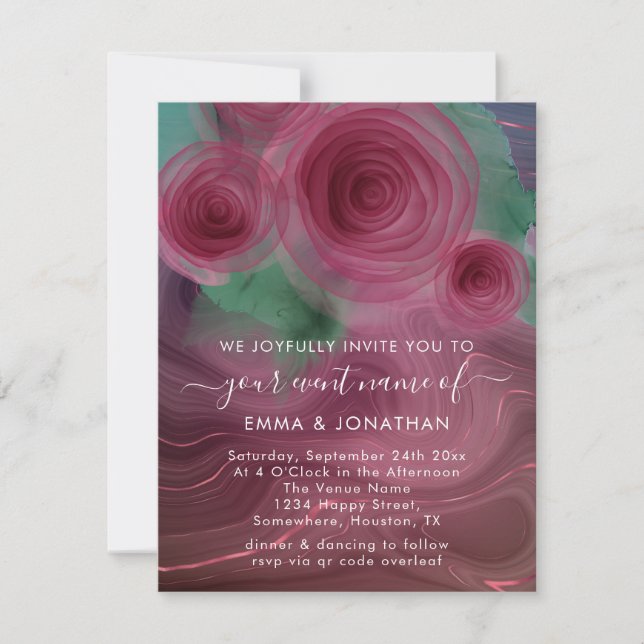 Floral QR Code Marsala Rose Burgundy (Vorderseite)