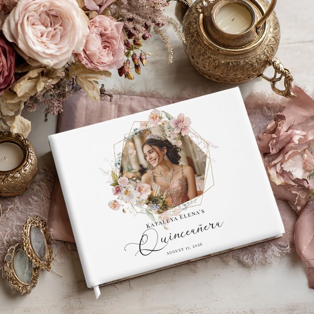 Floral-Quinceanera-Foto Gästebuch (Von Creator hochgeladen)