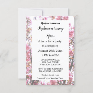 Floral Quinceanera Fünfzehnte Geburtstag Cherry Pi Einladung