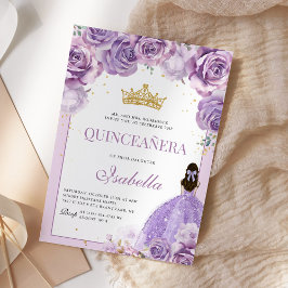 Floral Quinceanera Lila Lilac Gold Princess Einladung
