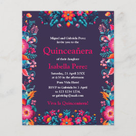 Floral Quinceanera Lila mexikanische Fiesta Geburt Flyer