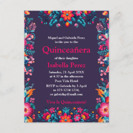 Floral Quinceanera Lila mexikanische Fiesta Geburt Postkarte