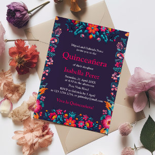 Floral Quinceanera Mexican Fiesta Birthday Einladung