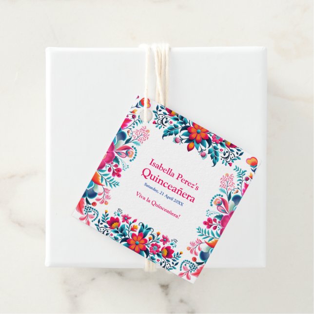 Floral Quinceanera Mexican Fiesta Geschenkanhänger (Beispiel)