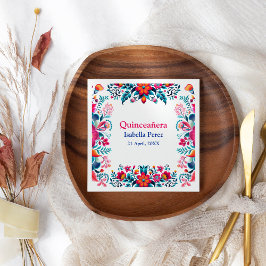 Floral Quinceanera Weiße mexikanische Fiesta Gebur Serviette