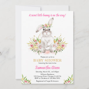 Floral Rabbit Baby Dusche Einladung