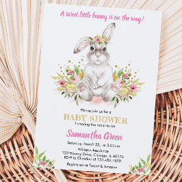 Floral Rabbit Baby Dusche Einladung