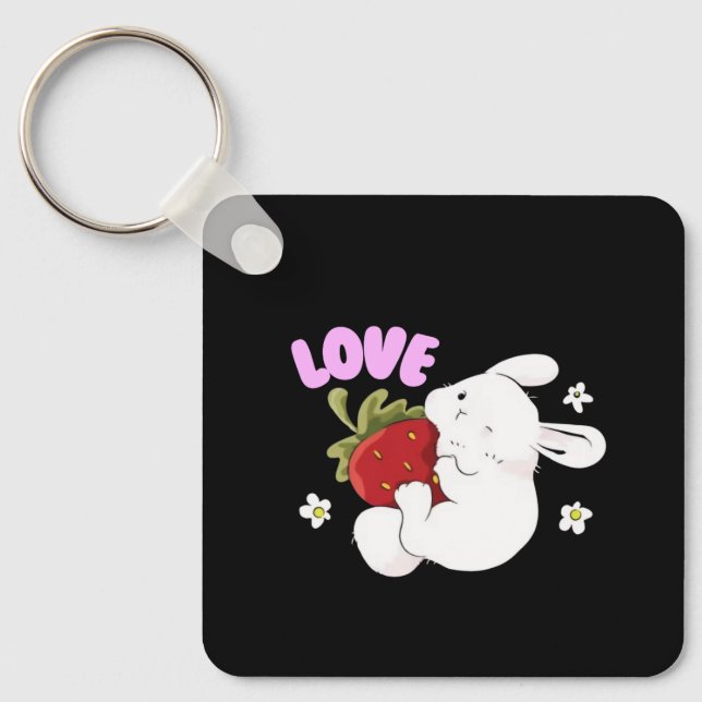 Floral Rabbit Charm Schlüsselanhänger (Vorderseite)