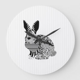 Floral Rabbit Große Wanduhr