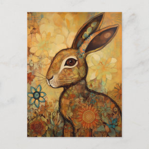 Floral Rabbit Postkarte