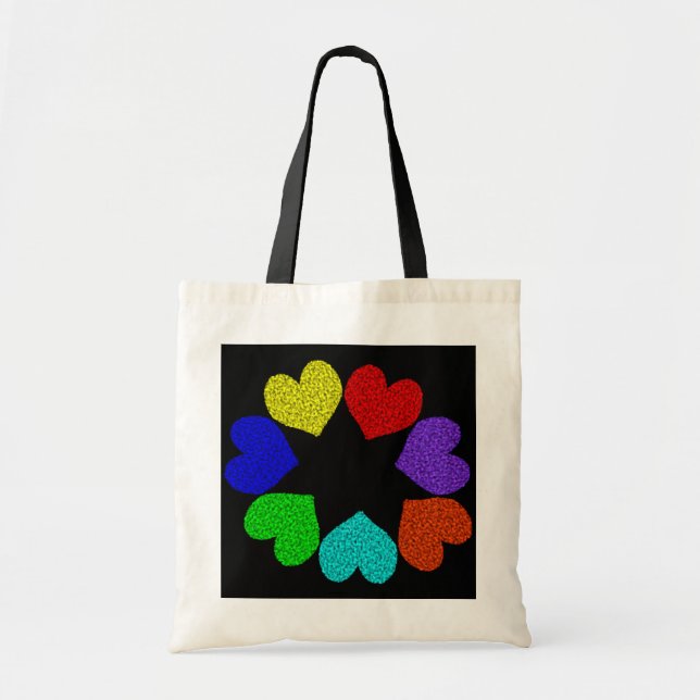 Floral Rainbow Love Hearts Sac fourre-tout (Devant)