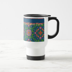 Floral Rangoli Deep Blue Travel Mug pour personnal
