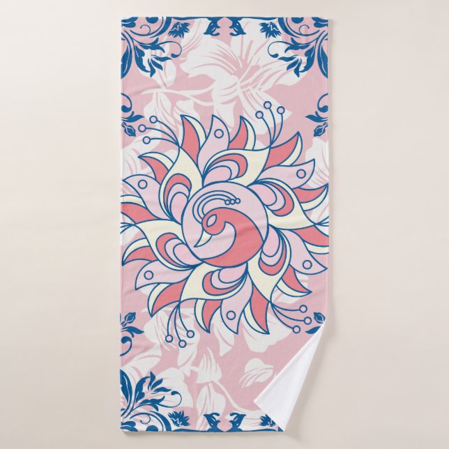 Floral Rangoli Design, helles Leben Badhandtuch Set (Badehandtuch)