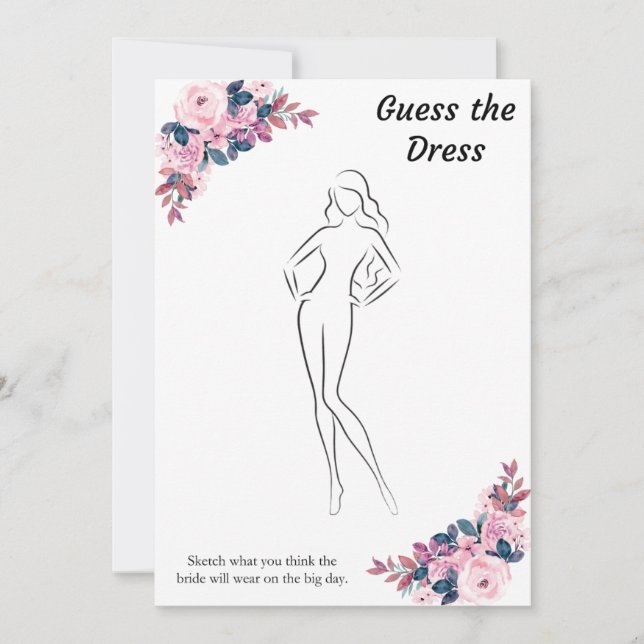 Floral Ratet die Dress Brautparty Spielkarten Einladung (Vorderseite)
