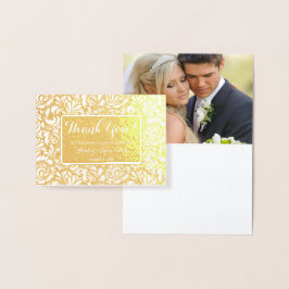 Floral Real Gold Foil Wedding Foto Vielen Dank Folienkarte