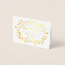 Floral Real Gold Foil Wedding Foto Vielen Dank Folienkarte
