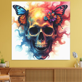 Floral Rebirth Skull Leinwanddruck