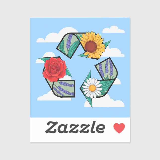 Floral Recycling Symbol Wird Eco-Friendly Nature Aufkleber (Blatt)