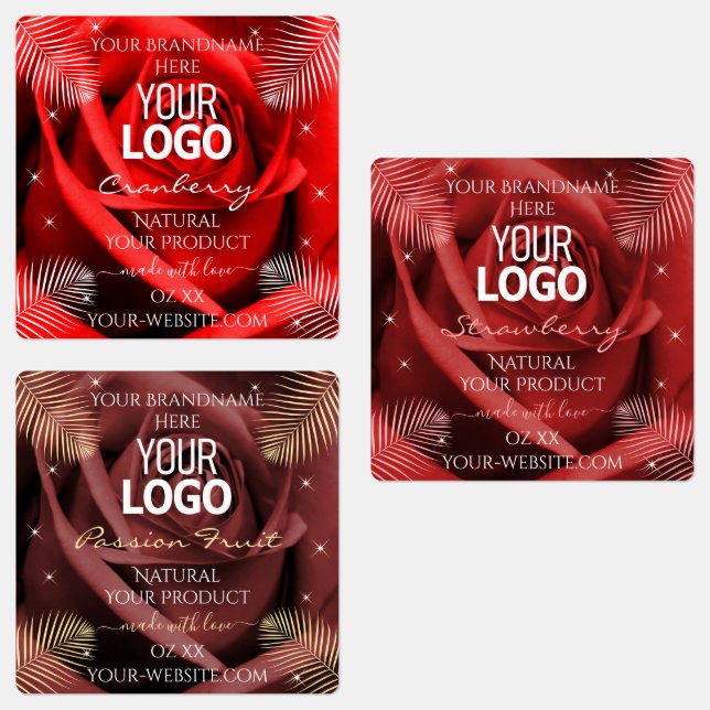Floral Red Burgundy Boîtier Étiquette Logo (Groupe)