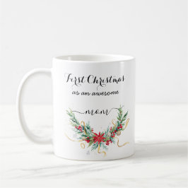 Floral Red Christmas Wreath | Erste Weihnachten Kaffeetasse