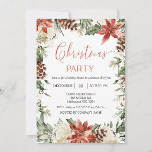 Floral Red Company Weihnachten Party Einladung
