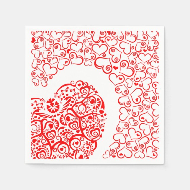 Floral Red Heart Lover Serviette (Vorderseite)