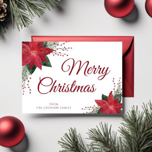  Floral Red Poinsettia Frohe Weihnachtsgrüße Postkarte