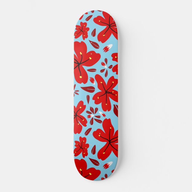 Floral Red Skateboard (Vorderseite)