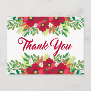 Floral Red Vielen Dank, Burgundy Blume Postkarte