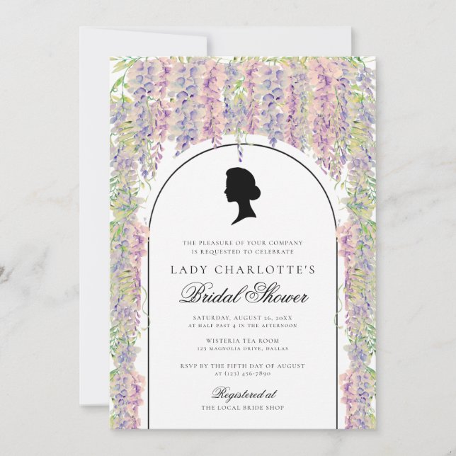 Floral Regency Elegantes Brautparty Einladung (Vorderseite)
