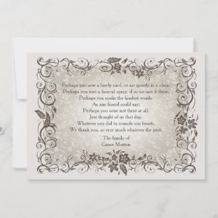 Floral Remembranement Bereavement Danke Notecard Mitteilungskarte