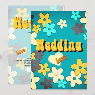 Floral Retro 1970er Chic Wedding Einladung