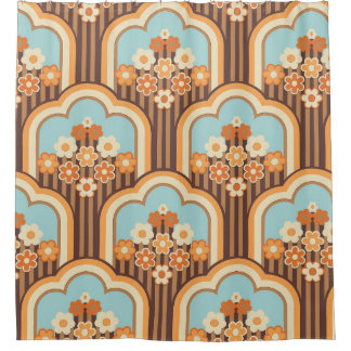 Floral Retro: 70er Wallpaper Revival Duschvorhang