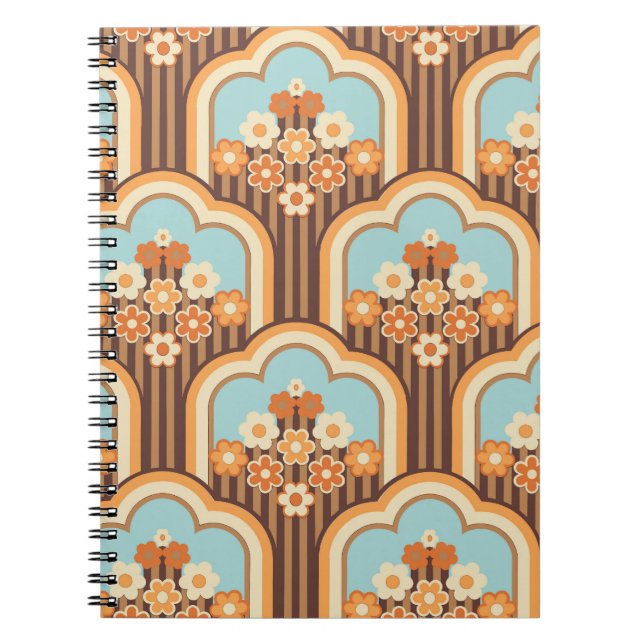 Floral Retro: 70er Wallpaper Revival Notizblock (Vorderseite)
