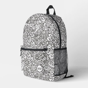 Floral Retro Doodle Bedruckter Rucksack