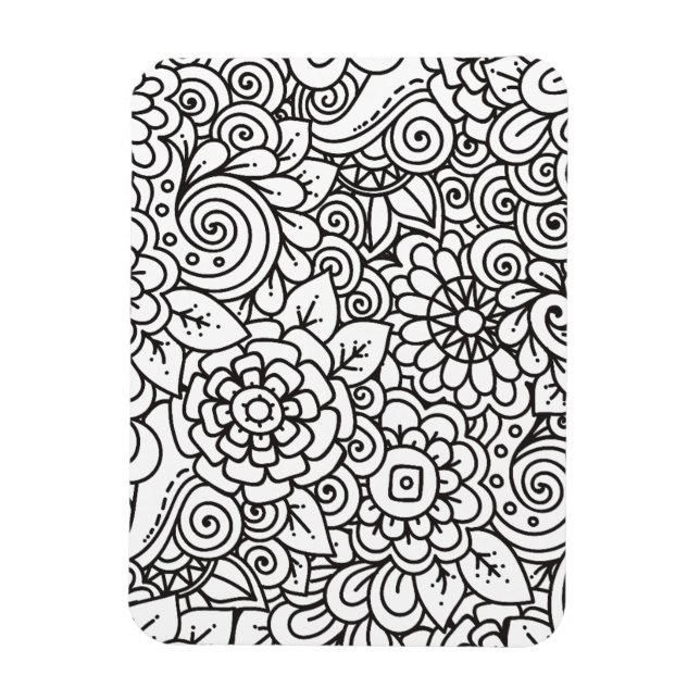 Floral Retro Doodle Magnet (Vertikal)