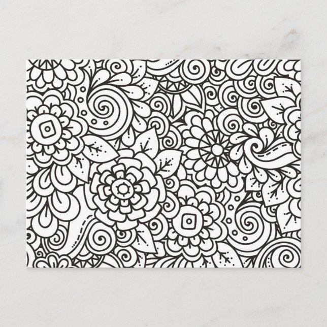 Floral Retro Doodle Postkarte (Vorderseite)