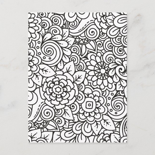 Floral Retro Doodle Postkarte (Vorderseite)