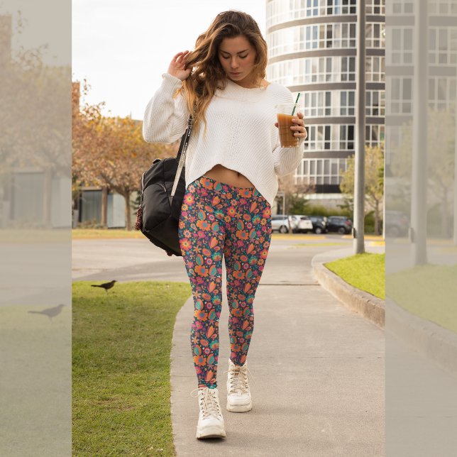 Floral Retro farbenfrohe 70er Leggings (Von Creator hochgeladen)