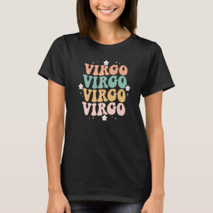 Floral Retro Groovy Virgo Astrologie Zodiac Sign M T-Shirt