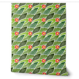 Floral Retro Niedlich Daisy Green fröhlich Groovy Tapete