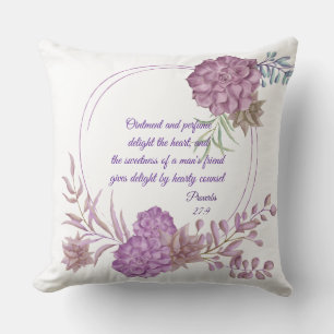 Floral Reversible Aquarelle Coussin Proverbes 27:9