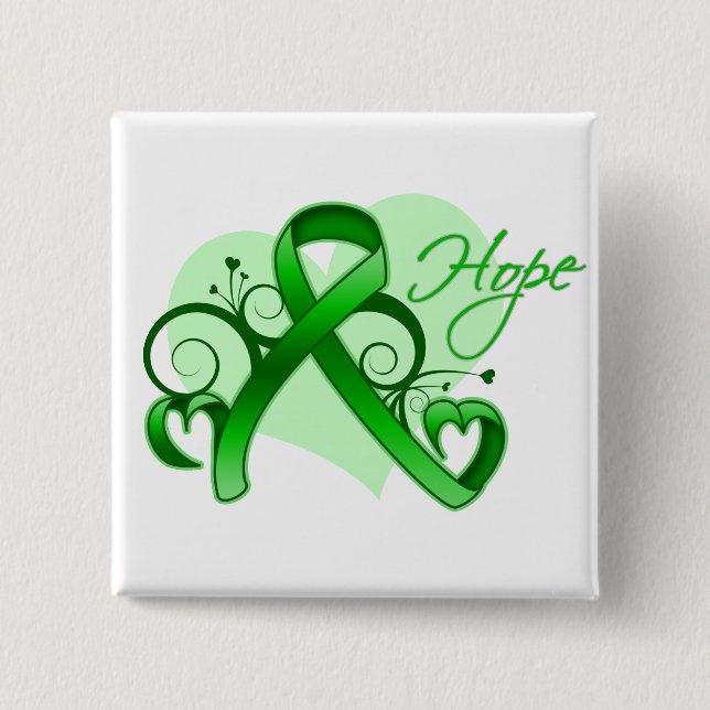 Floral Ribbon Hope - Bewusstsein für psychische Ge Button (Vorderseite)