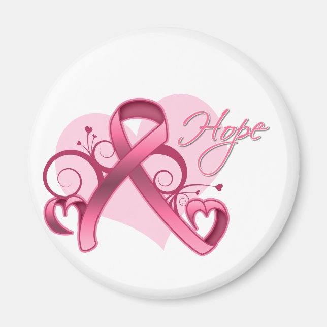 Floral Ribbon Hope - Brustkrebs Magnet (Vorne)