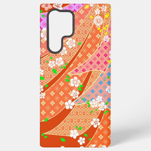 Floral Ribbon Kimono Pattern Samsung Galaxy Hülle (Rückseite)