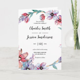 Floral Ring Wedding Invitation Einladung