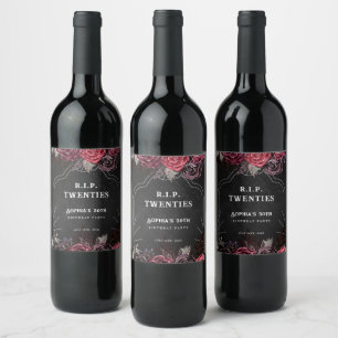 Floral RIP 20s 30e anniversaire Étiquette de vin