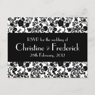 Floral Rococo Mariage, carte postale RSVP